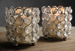 Support votif rond de lampe de thé de table en métal et cristal de luxe pour mariage fête de vacances lumière décor bougie votive - Product Image 4