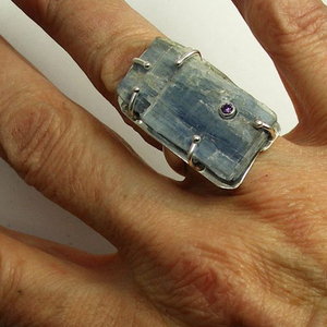 925 Silver Genuine Kyanite Gemstone <b>Ring</b> Bezel Setting Inlay Women's Birthstone Wedding Jewelry Kyanite <b>Crystal</b> <b>Ring</b> Gift - Product Image 2