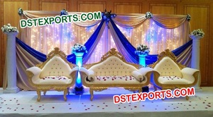 Canapé de mariage exquis neuf, canapé en bois sculpté pour mariage indien, canapé d'amour en métal doré pour mariage asiatique, décoration d'événement au Royaume-Uni - Product Image 4