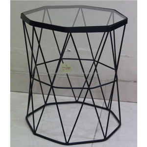 Modern Home Decor Metal <b>Side</b> <b>Table</b> with Tempered <b>Glass</b> Top for Living Room Fixed Feature - Product Image 1