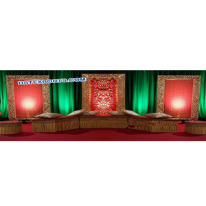 Mehandi-Marco de Panel para decoración de escenario, paneles cuadrados dorados para telón de fondo de boda, fabricante de paneles de fondo de boda - Product Image 1