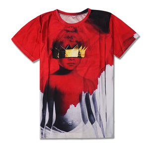 New Style wholesale Red Black high quality sublimation t shirt - Product Image 1