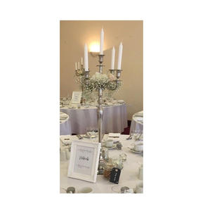 Handmade New Design Metal <b>Candelabra</b> Centerpiece Embossed Aluminium Bowl Polished and Powder Coated for Weddings and Christmas - Product Image 5