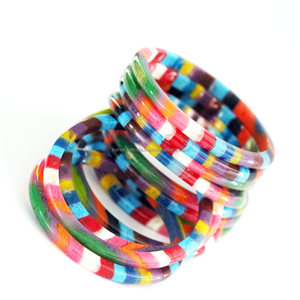 Bracelet multicolore en plastique, grande taille, bracelets indiens - Product Image 6