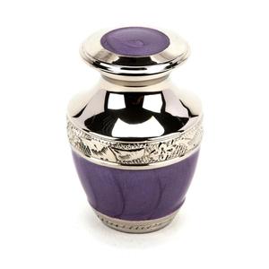 Urna de cremación de aluminio esmaltada púrpura de estilo europeo hermoso recuerdo de latón/aluminio para almacenamiento de cenizas de mascotas para funerales - Product Image 1
