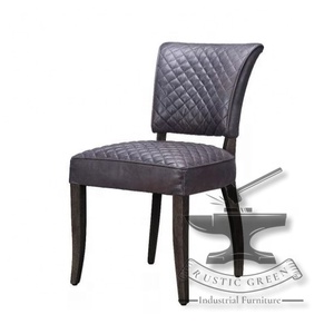 Vintage Leather & Wood Accent Chair - Product Image 3