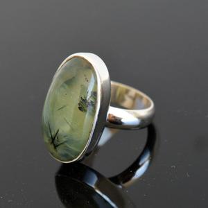 Prehnite anneau ovale rond poire carré fantaisie rectangle inde pierre précieuse naturelle cabochon de pierre 925 argent sterling - Product Image 4