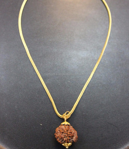 Collier pendentif unisexe Ganesha Rudraksha avec chaîne plaquée serpent, pendentif en argent sterling 925 plaqué or, collier ethnique NP - Product Image 1