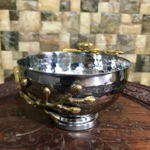 Cuencos de aluminio de lujo Chapado en plata y oro con flor Nuevo diseño de moda Superventas Cuenco de acabado alto - Product Image 6