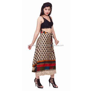 Jupe portefeuille vintage et réversible, pour femmes, vêtement enveloppant pour la plage, sari - Product Image 2