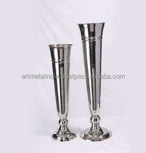 LATEST DESIGN ALUMINIUM WHITE METAL VASE NICKLE PLATE FLOWER POT NEW LOOK FLOWER VASE IN WHOLESALE PRICE - Product Image 4