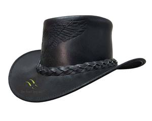 Sombrero de conducción de cuero de estilo occidental, sombrero de Cowboy de color negro de buena calidad - Product Image 3