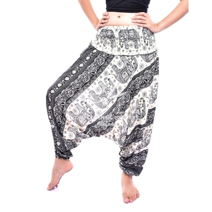 Elefante impreso bajo de pantalones y pantalones mono estilo bohemio - Product Image 2