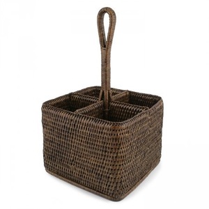 Caddy de condimento de ratán marrón para venta al por mayor - Product Image 6