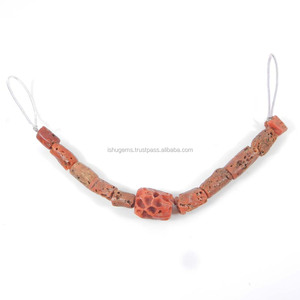 Perles de pierres précieuses naturelles de corail, pierres précieuses 14x11mm, longueur 4.12 pouces, pièrre à 38.95 carreaux, 11 pièces - Product Image 2