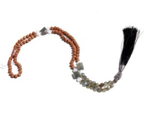 สร้อยคอ Bradorite Rudraksha 108เม็ด,สร้อยคอหินคริสตัลบำบัดจากธรรมชาติมาลาสำหรับเล่นโยคะ - Product Image 6