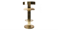 Tabouret de bar moderne de haute qualité, finition en poudre plaquée or, cuir, 39 pouces, personnalisable