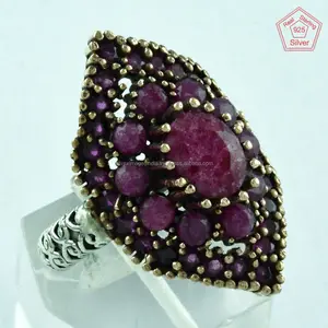 ออกแบบ Royal Look Ruby Agate แหวนเงินแท้925,เครื่องประดับเงินขายส่งจากอินเดีย,เครื่องประดับเงินแฮนด์เมดอินเดีย