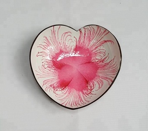 Cuenco de coco Multicolor, laca para dibujo de flores, comida segura, forma de corazón, de Vietnam - Product Image 3