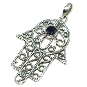 Pendentifs en argent Sterling 925 Iolite bleue de forme ronde Pure, bijoux uniques en argent, fabricant de bijoux indiens - Product Image 2