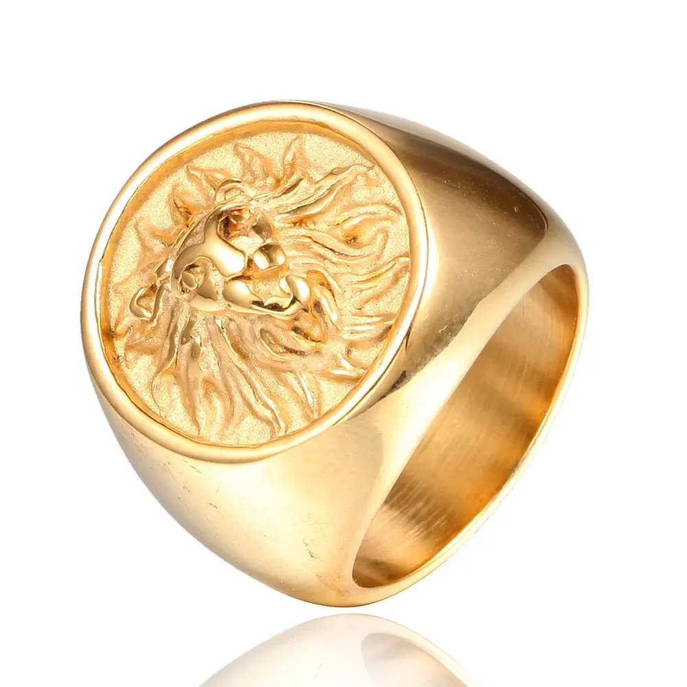 ZNS fabriek 2019 nieuwe signet ring rvs leeuwenkop ring custom 21mm 26g heren casting sieraden