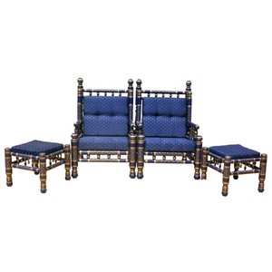 <b>Wooden</b> Traditional Indian Pakistan Sofa Set, Folk Art Village Sofa <b>Chair</b> Set, Fancy Color India Pakistani Sofa <b>Chairs</b> Table - Product Image 5