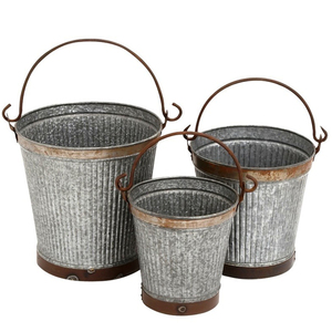 Semitree — ensemble de 3 seaux ondulé en étain, pour la plantation - Product Image 1