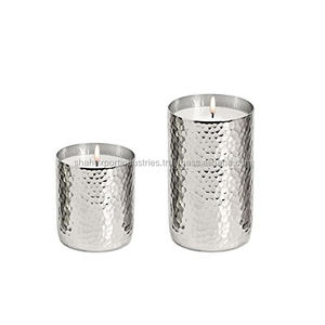 Silver <b>Hammered</b> Scented Votive Candle <b>Holder</b> Metal Candle Jar Premium Quality for Home And Wedding Lighting Decor - Product Image 1