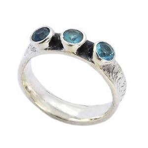 แหวนเงินแท้925สเตอริงสีฟ้าบุษราคัมแหวนพลอยตลอดไปตลอดไปแหวนเงินแฮนด์เมดสำหรับเป็นของขวัญสำหรับทุกเพศ - Product Image 1