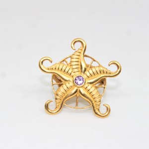 แหวนปลารูปดาวสีเงินสเตอร์ลิง925คอลเลกชั่นล่าสุดประดับพลอยอเมทิสต์ชุบทอง18K - Product Image 1