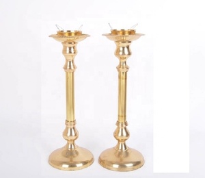 Metal Brass Customizable Regular Candle Stand Available Set of Two Wholesaler Manufacturer Factory Direct Sale - Product Image 1
