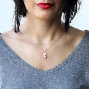 Colgante chapado en oro rosa con diseño de hojas, joyería de plata de ley 925 turca, venta al por mayor - Product Image 2