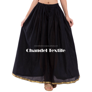Falda larga de algodón indio, faldas con borde dorado, faldas bordadas, abrigo Jaipuri, bohemio, gitano, moda étnica, venta al por mayor - Product Image 4
