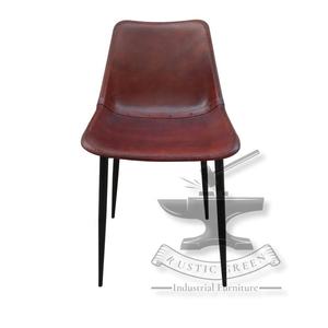 เก้าอี้รับประทานอาหารหนังแท้สไตล์วินเทจอุตสาหกรรมพร้อมโครงเหล็กสำหรับร้านกาแฟห้องครัวบ้านไร่หรือห้องนั่งเล่นสำหรับโรงแรม - Product Image 5