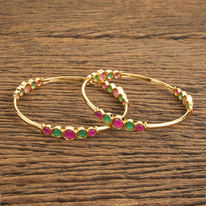Pulseras clásicas chapadas en oro, estilo bollwood, 59651 Rubygreen, 2 uds. - Product Image 2