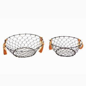 ตะกร้าผลไม้ลวดไก่เหล็กมีด้ามจับหนังตะกร้าเครื่องใช้ในครัวตะกร้าบ้านไร่ตะกร้าอเนกประสงค์ - Product Image 1