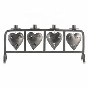 Portavelas con forma de adorno de corazón colgante de Navidad de Metal con acabado negro de alta calidad para mesa de boda y decoración del hogar - Product Image 1