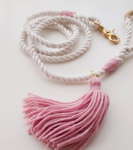 Regalo para Amantes de los Perros: Correa Rosa para Perro / Rosa y Dorado / Correa de Cuerda para Perro Color Rosa Pálido para Boda, Elegante y Hermosa - Product Image 1