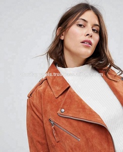 Veste en cuir ajustée Moto de haute qualité femmes nouveau design courbe daim broderie doublure en Nylon tricoté vestes en cuir suédé - Product Image 3