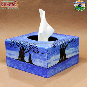 Porte-boîte de papier en bois peint floral, 50 pièces, carré, rose, décoratif, pour voiture - Product Image 6