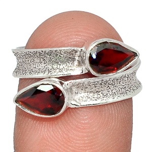 Anillo Ajustable de Piedra de Granate Rojo Natural, Plata de Ley 925, Hecho a Mano, Joyería de Piedras Preciosas de Madagascar, ODM, OEM, Novedad - Product Image 1