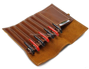 Pochette pour stylo en cuir pur enroulable à la mode rétro de haute qualité - Product Image 1