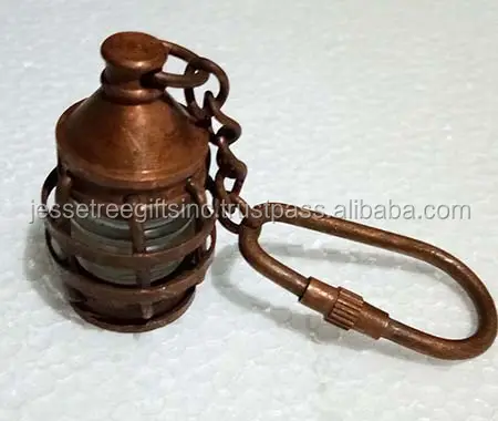 Metal Nautical Lantern Key Ring With Antique Brass Finishing Round Shape Modern Design For Home Decoration Wholesale Price