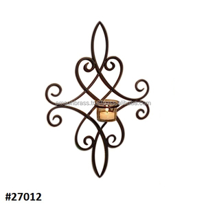 Applique murale décorative en fer forgé, large, en verre, style traditionnel - Product Image 2