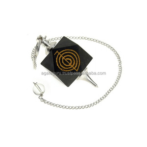 รูปหกเหลี่ยมสีดำ Agate เรกิพลังลูกตุ้ม - Product Image 1