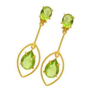 925 Sterling Silver Prong-Set <b>Peridot</b> Gemstone Stud Dangle <b>Earrings</b> Fashionable Trendy Wedding Gift Handmade Drop <b>Earrings</b> - Product Image 1