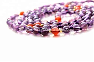 Améthyste Hindu Mala Perles Gemstone Tassel Necklace Spiritual Mala Necklace Handmade Gemstone Jewelry Necklace Gift - Product Image 2