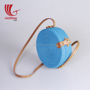 Sac de plage en rotin de cercle de style vintage du Vietnam avec sac en rotin de décoration de gland en gros du Vietnam - Product Image 4