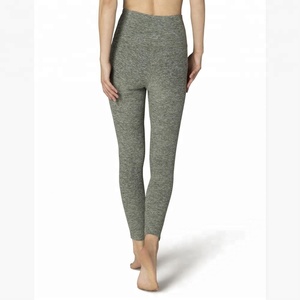 Hot Sale Ultra Soft Seamless Melange Yoga Leggings <b>Women</b> Breathable Anti-Bacterial Two-Tone Pants - Product Image 4