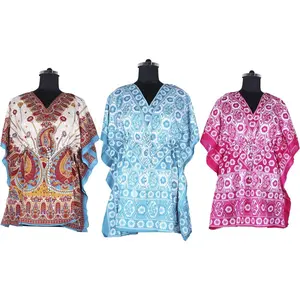 Ấn Độ In Phụ Nữ Thiết Kế Áo Phụ Nữ Hàng Đầu Ngắn Kaftan Kích Thước Ngắn Kaftan/Caftan Bông Quần Áo Kaftan Của Phụ Nữ Ăn Mặc